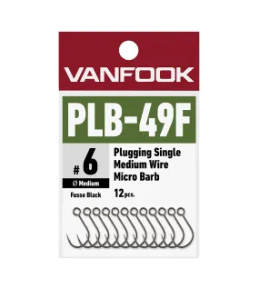 VANFOOK PLB-49F Plugging Single, Medium Heavy Wire, Micro Barb, Fusso Black(PTFE)