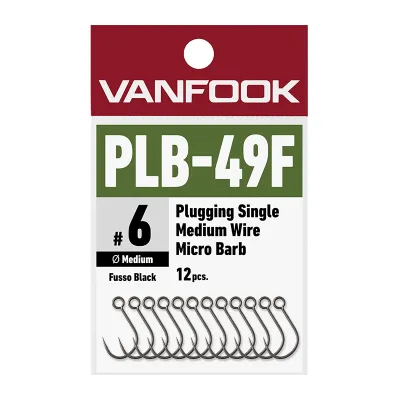 VANFOOK PLB-49F Plugging Single, Medium Heavy Wire, Micro Barb, Fusso Black(PTFE)