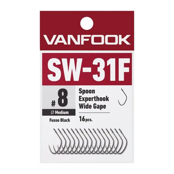 VANFOOK SW-31F Spoon Experthook Wide Gape Medium Wire Fusso Black